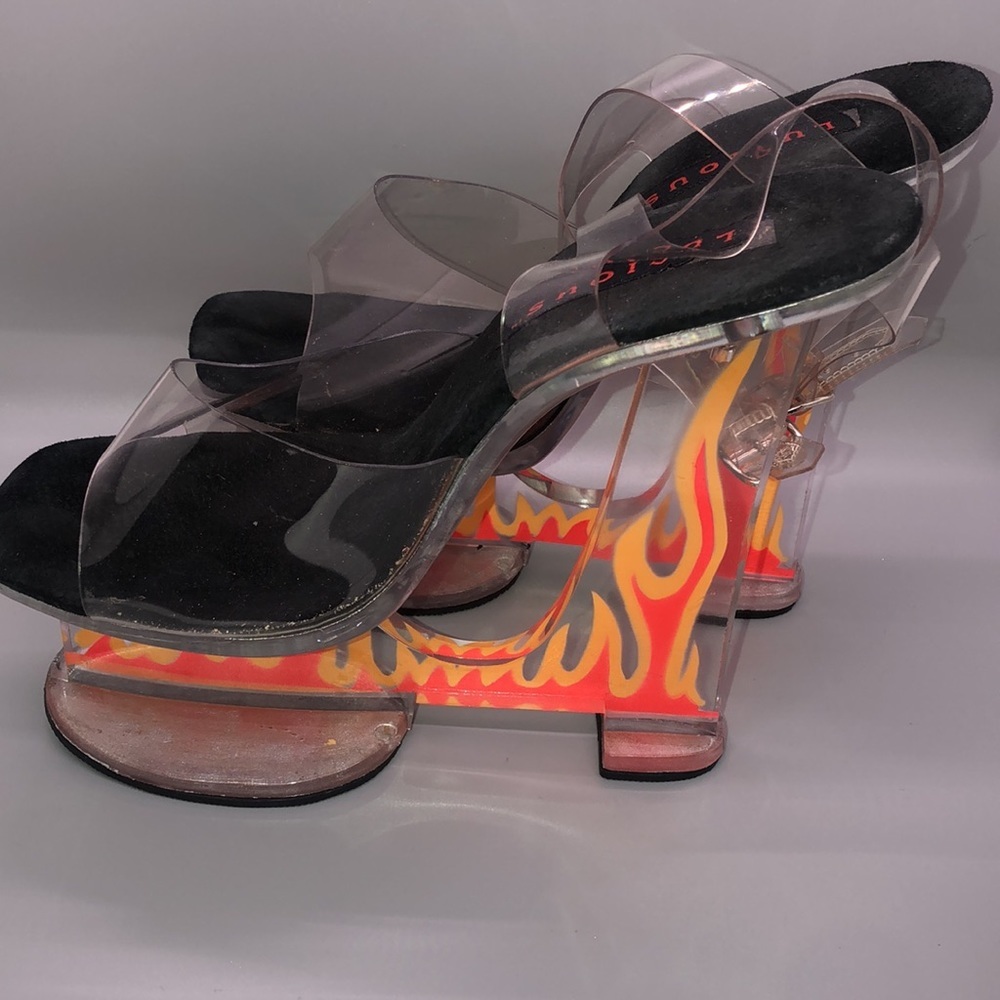 Lucious Acrylic Platform Flame Heels Size 9 - image 8